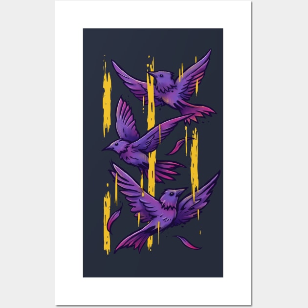 Purple Birds Wall Art by c0y0te7